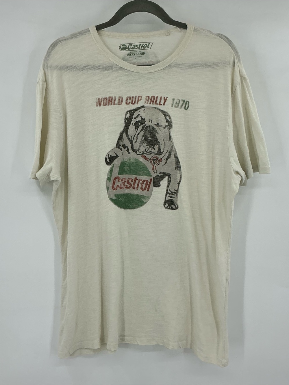 Lucky Brand Castrol World Cup Rally 1970 Bulldog Graphic Tee